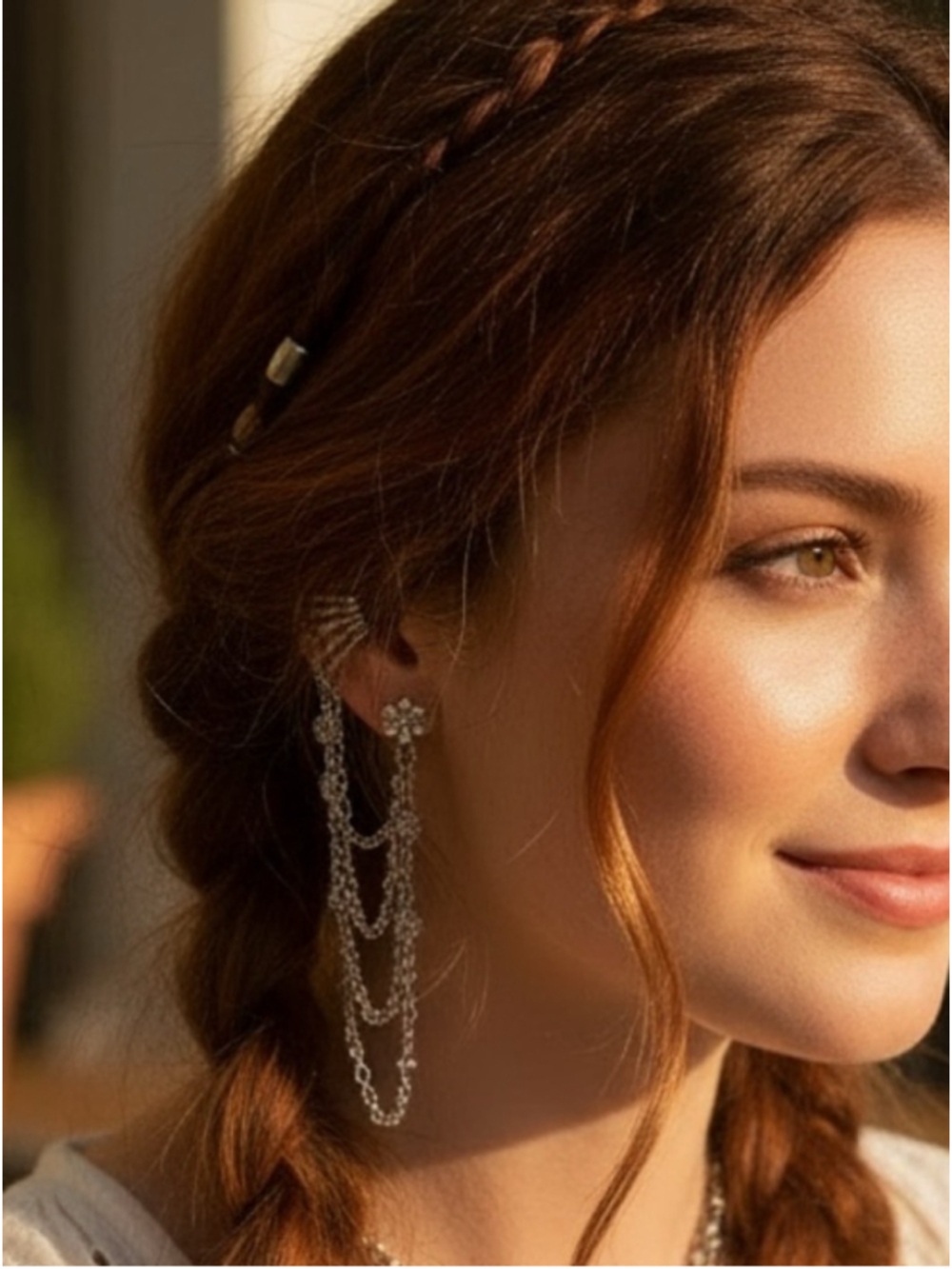 Free People Floral Gold Tone Ear Party Earrings One Size